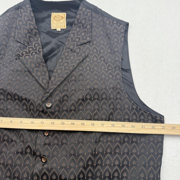Wah Maker Vest Mens XL Black Gold Jacquard Western Victorian Waistcoat Frontier - Picture 5 of 7